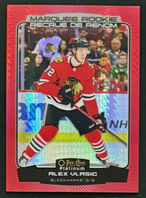 2022-23 O-Pee-Chee Platinum Alex Vlasic Marquee Rookie Red Prism /199 front